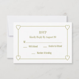 Einfache und romantische Herz White Wedding RSVP Mitteilungskarte