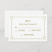 Einfache und romantische Herz White Wedding RSVP Mitteilungskarte (Vorne/Hinten)