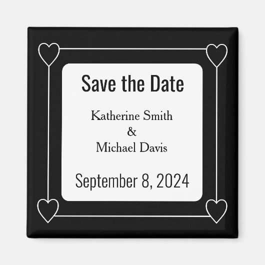 Einfache und romantische Herzen Save the Date Hoch Magnet (Vorne)