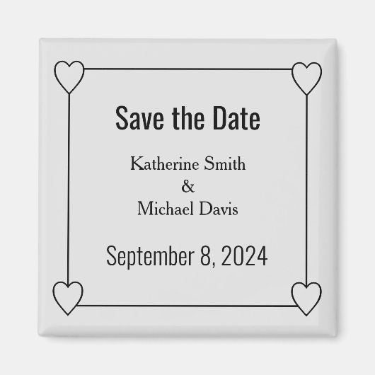 Einfache und romantische Herzen Save the Date Hoch Magnet (Vorne)