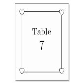 Einfache und romantische Herzen Wedding White Tischnummer (Rückseite)