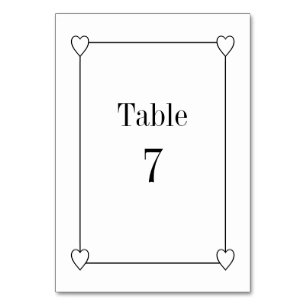 Einfache und romantische Herzen Wedding White Tischnummer