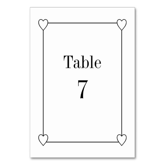 Einfache und romantische Herzen Wedding White Tischnummer (Vorderseite)