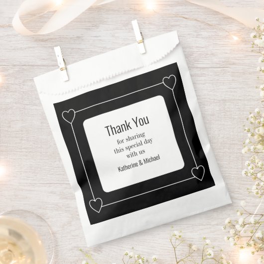 Einfache und romantische Schwarze Hochzeit Geschenktütchen (Ausgeschnitten)