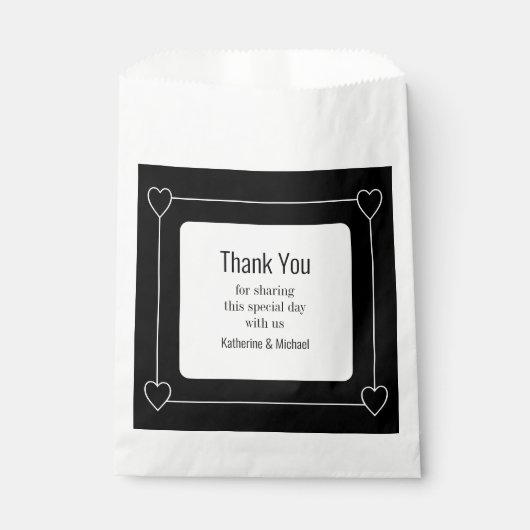 Einfache und romantische Schwarze Hochzeit Geschenktütchen (Vorderseite)