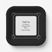 Einfache und romantische Schwarze Hochzeit Pappteller (Vorderseite)