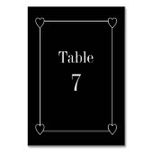 Einfache und romantische Schwarze Hochzeit Tischnummer (Rückseite)
