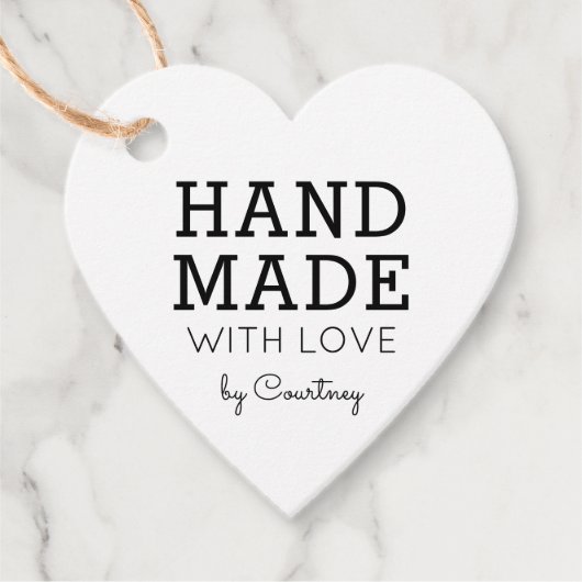 Einfache und rustikale Handarbeit mit Liebe Kraft Geschenkanhänger (Vorderseite)