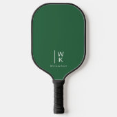 Einfache und saubere dunkelgrüne Monogramm-Initial Pickleball Schläger (Vorderseite)