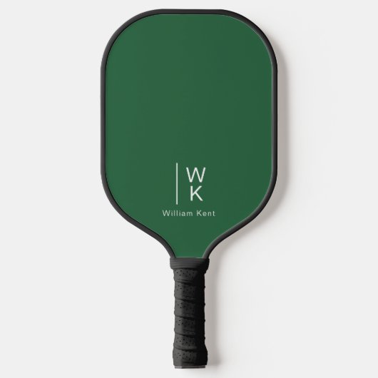 Einfache und saubere dunkelgrüne Monogramm-Initial Pickleball Schläger (Vorderseite)