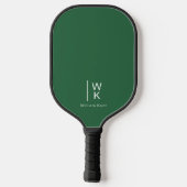 Einfache und saubere dunkelgrüne Monogramm-Initial Pickleball Schläger (Rückseite)