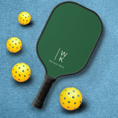 Einfache und saubere dunkelgrüne Monogramm-Initial Pickleball Schläger