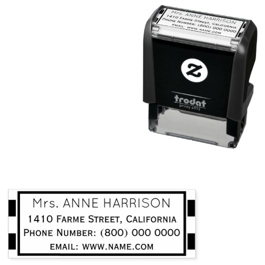 einfache und saubere klassische Adressinformatione Permastempel (Beispiel)