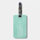 Einfache und schick-Minze grüne Monogramm mit Name Gepäckanhänger (Rückseite vertikal)