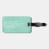 Einfache und schick-Minze grüne Monogramm mit Name Gepäckanhänger (Rückseite horizontal)