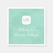 Einfache und schick-Minze grüne Monogramm mit Name Serviette (Vorderseite)