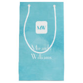 Einfache und schicke Aqua Türkis Monogramm mit Nam Kleine Geschenktüte (Vorderseite)