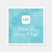 Einfache und schicke Aqua Türkis Monogramm mit Nam Serviette (Vorderseite)