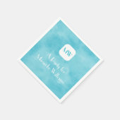 Einfache und schicke Aqua Türkis Monogramm mit Nam Serviette (Ecke)