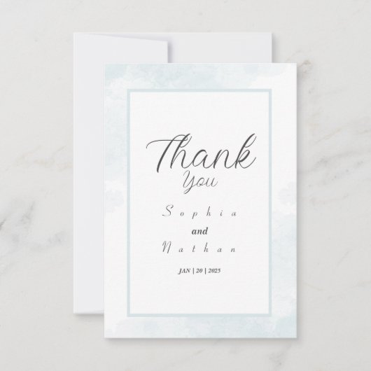 Einfache und schicke blaue Wasserfarbe Danke Karte (Vorderseite)