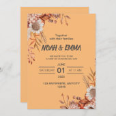 Einfache und schicke braune Hochzeit im Herbst Einladung (Vorne/Hinten)