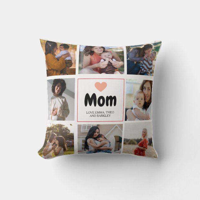 Einfache und schicke Foto Collage Tasse mit Herz Kissen (Vorderseite)