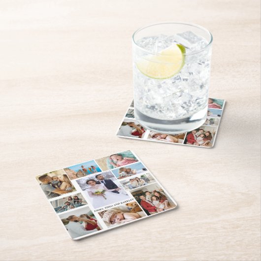 Einfache und schicke FotoCollage | Hochzeit und Fa Rechteckiger Pappuntersetzer (Vor Ort)