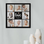 Einfache und schicke FotoCollage | Liebe mit Herz Künstlicher Leinwanddruck<br><div class="desc">Dieser schicke Schwarz-Print verfügt über ein Foto-Raster mit acht persönlichen Fotos und eine moderne Schrift-Typografie, die "Liebe" sagt. Es gibt auch ein elegantes kleines Herz mit einem Imitat Rose Gold Look. Ein einfaches, minimalistisches, aber absolut stilvolles Geschenk für Ihre Mutter, Ehefrau oder jedes Familienmitglied, das Sie gewollt haben, um sie...</div>