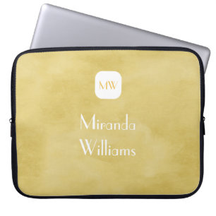 Einfache und schicke Goldenrod Gelbe Monogramm und Laptopschutzhülle
