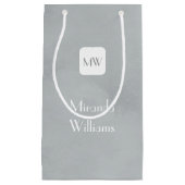 Einfache und schicke graue Monogramm mit Namen Kleine Geschenktüte (Vorderseite)