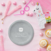 Einfache und schicke graue Monogramm mit Namen Pappteller (Party)