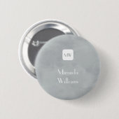 Einfache und schicke graue Monogramm und Name Button (Vorne & Hinten)