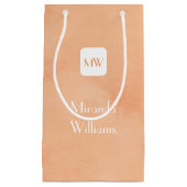 Einfache und schicke Pfirsichfarben Orange Monogra Kleine Geschenktüte (Vorderseite)