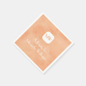 Einfache und schicke Pfirsichfarben Orange Monogra Serviette (Ecke)