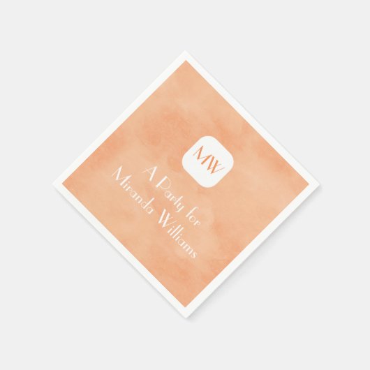 Einfache und schicke Pfirsichfarben Orange Monogra Serviette (Ecke)