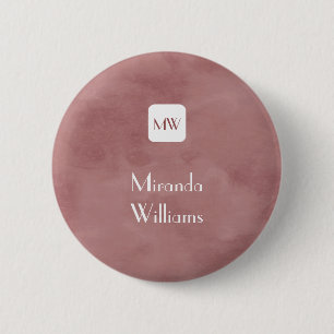 Einfache und schicke rosa braune Monogramm mit Nam Button