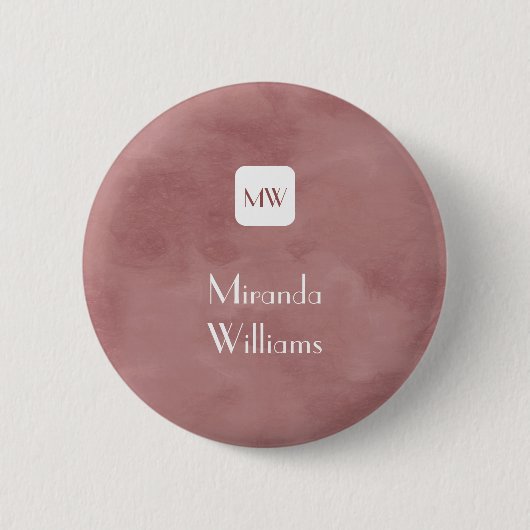Einfache und schicke rosa braune Monogramm mit Nam Button (Vorderseite)