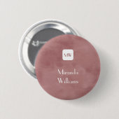 Einfache und schicke rosa braune Monogramm mit Nam Button (Vorne & Hinten)