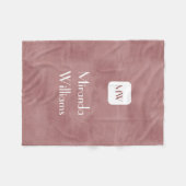Einfache und schicke rosa braune Monogramm mit Nam Fleecedecke (Vorderseite (Horizontal))