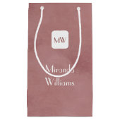 Einfache und schicke rosa braune Monogramm mit Nam Kleine Geschenktüte (Vorderseite)
