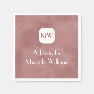 Einfache und schicke rosa braune Monogramm mit Nam Serviette