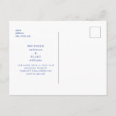 Einfache und schlanke Monogram Spring Blue Save th Ankündigungspostkarte (Rückseite)