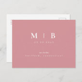 Einfache und schlanke Monogrammblende Save the Dat Ankündigungspostkarte (Vorne/Hinten)