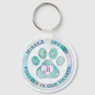 Einfache und süße Pet Memorial Monogram Heart Pa Schlüsselanhänger