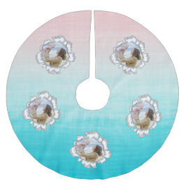 Einfache und trendy benutzerdefinierte Foto Polyester Weihnachtsbaumdecke