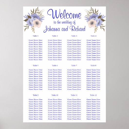 Einfache und unverzichtbare blaue Sitzkarten Poster (Vorne)