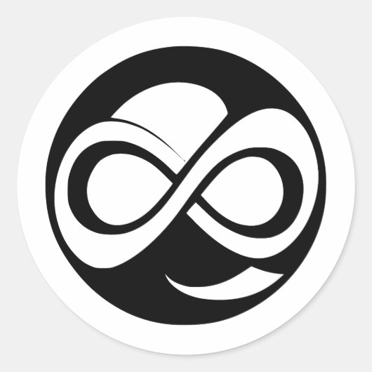Einfache Unendlichkeit | Eleganz in Schwarz und We Runder Aufkleber (Vorderseite)