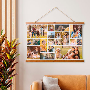 Einfache Unique 18 FotoCollage Wandteppich Mit Holzrahmen