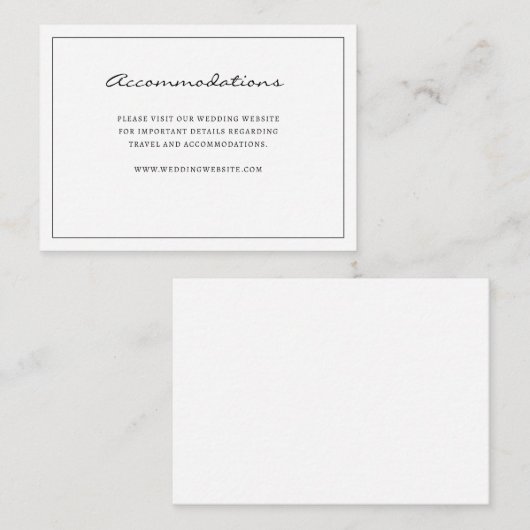 Einfache Unterkunftskarte Begleitkarte (Vorne/Hinten)