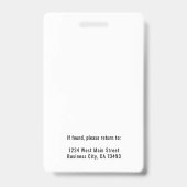 Einfache Unternehmenslogo-Mitarbeiter-ID Ausweis (Rückseite)